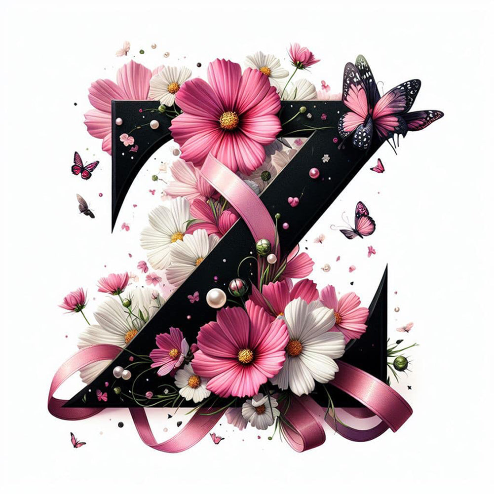 Diamond Painting - Full Round - Daisy Butterfly Letter Z (30*30CM)