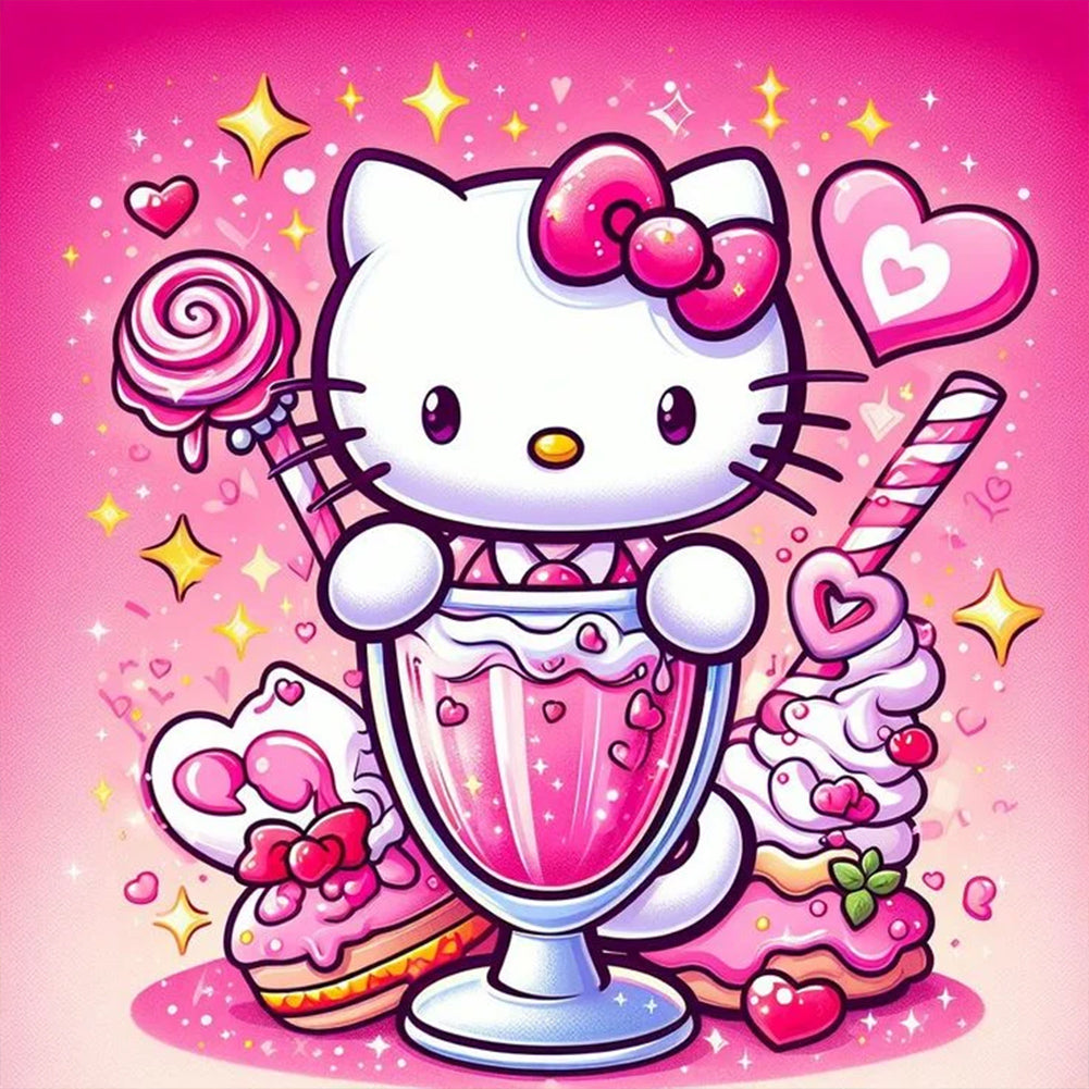 Diamond Painting - Full Round - HelloKitty¡¤ice cream (30*30CM)