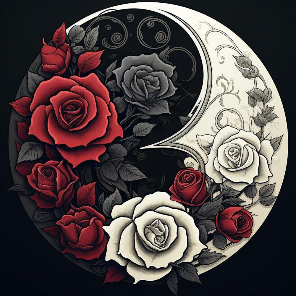 Diamond Painting - Full Round - yin and yang flowers (30*30CM)
