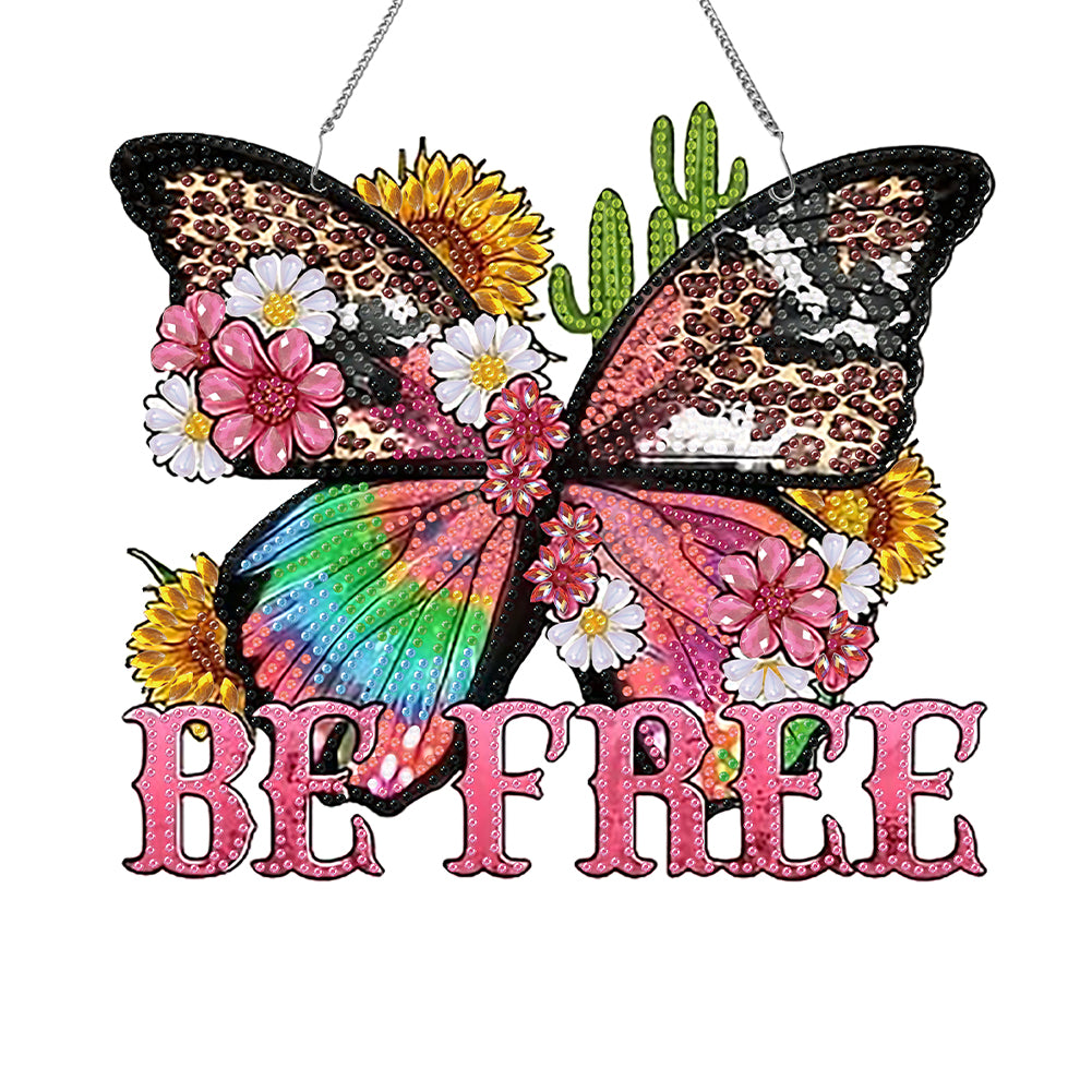 Acrylic Special Shape Butterfly Diamond Painting Pendant for Home Wall Window