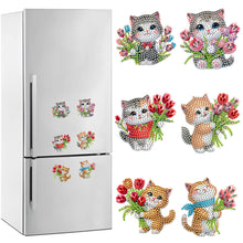 Load image into Gallery viewer, Flower Cats Special Shape Diamond Painting Fridge Magnet for DIY Art Crafts
