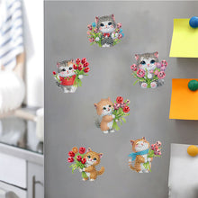 Load image into Gallery viewer, Flower Cats Special Shape Diamond Painting Fridge Magnet for DIY Art Crafts
