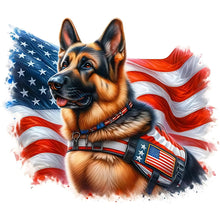 Load image into Gallery viewer, Diamond Painting - Full Round - American Flag Military Dog (30*30CM)
