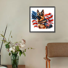 Load image into Gallery viewer, Diamond Painting - Full Round - American Flag Military Dog (30*30CM)
