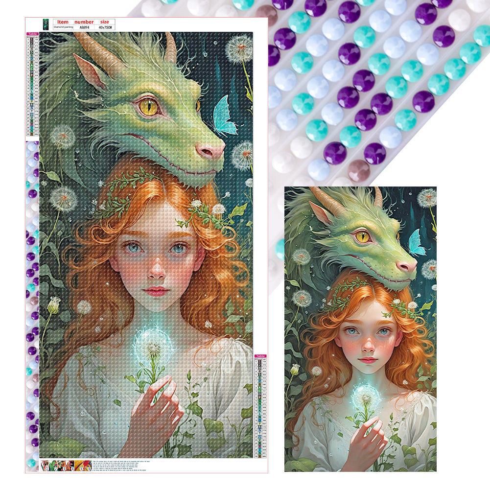 Diamond Painting - Full Round - dragon and girl (40*75CM)