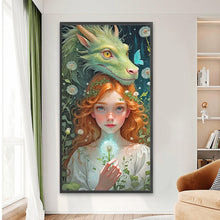 Load image into Gallery viewer, Diamond Painting - Full Round - dragon and girl (40*75CM)
