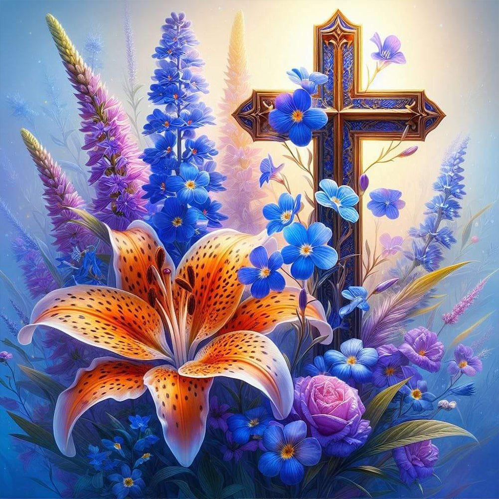 Diamond Painting - Full Round - flower cross (40*40CM)