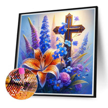 Load image into Gallery viewer, Diamond Painting - Full Round - flower cross (40*40CM)
