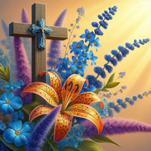 Load image into Gallery viewer, Diamond Painting - Full Round - flower cross (40*40CM)
