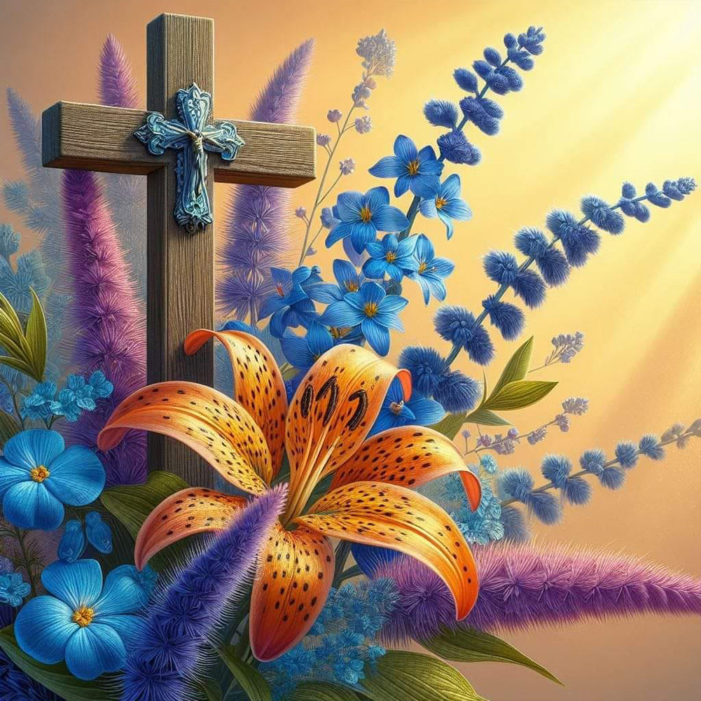 Diamond Painting - Full Round - flower cross (40*40CM)