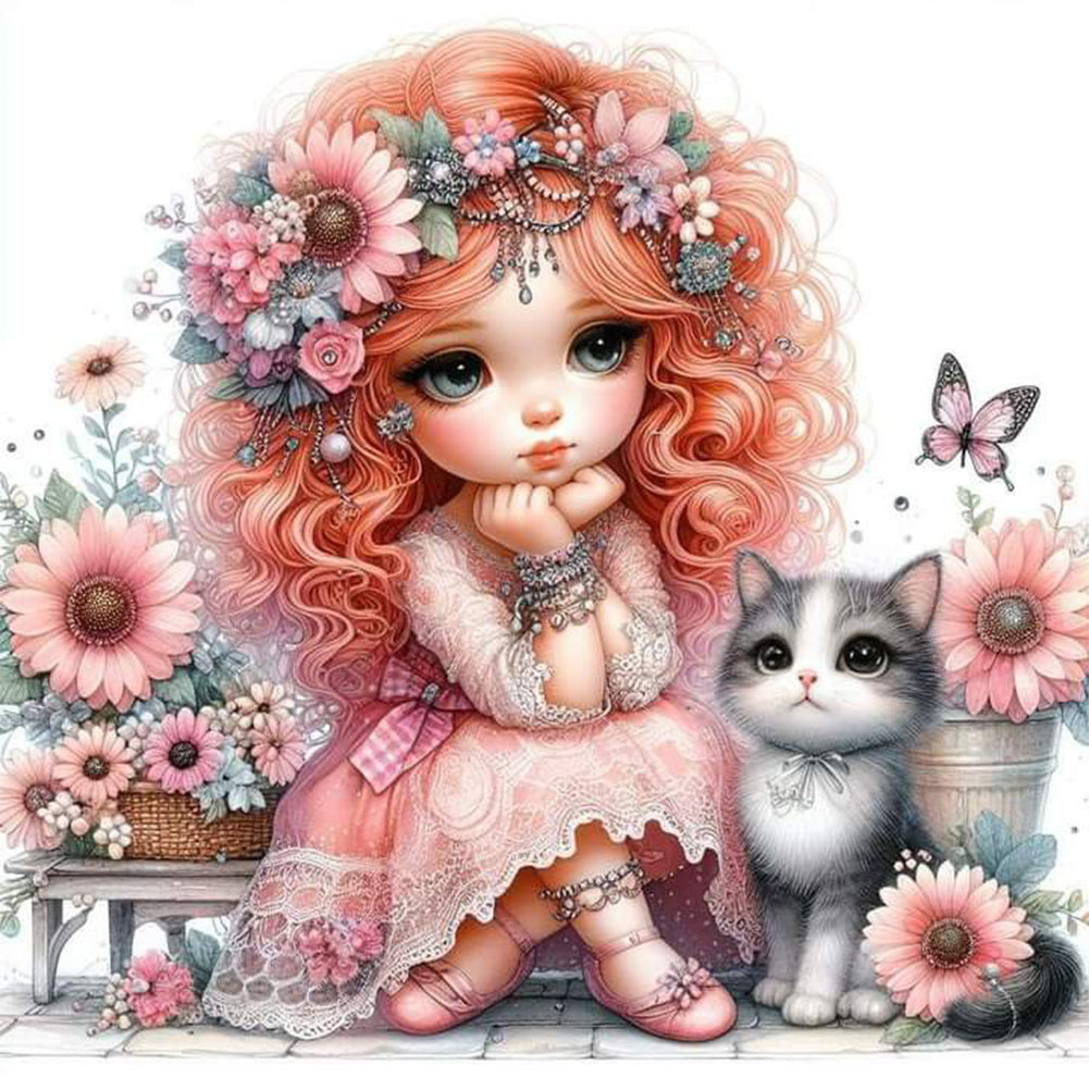 Diamond Painting - Full Round - flower girl (30*30CM)