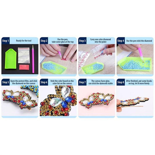 3Pcs Leaf Flower DIY Diamond Painting Hairpin Diamond Hair Clips Gift for Girls