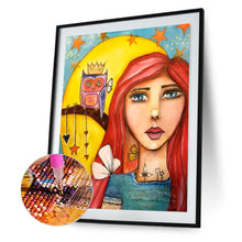 Load image into Gallery viewer, Diamond Painting - Full Round - Owl and big-eyed doll girl (30*40CM)
