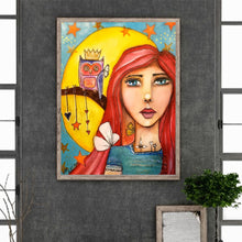 Load image into Gallery viewer, Diamond Painting - Full Round - Owl and big-eyed doll girl (30*40CM)
