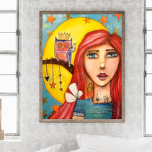 Load image into Gallery viewer, Diamond Painting - Full Round - Owl and big-eyed doll girl (30*40CM)
