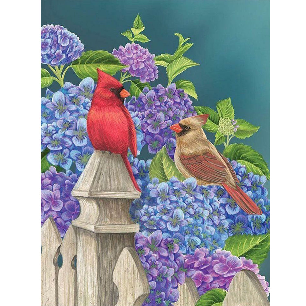 Diamond Painting - Full Round - hydrangeas and birds (30*40CM)