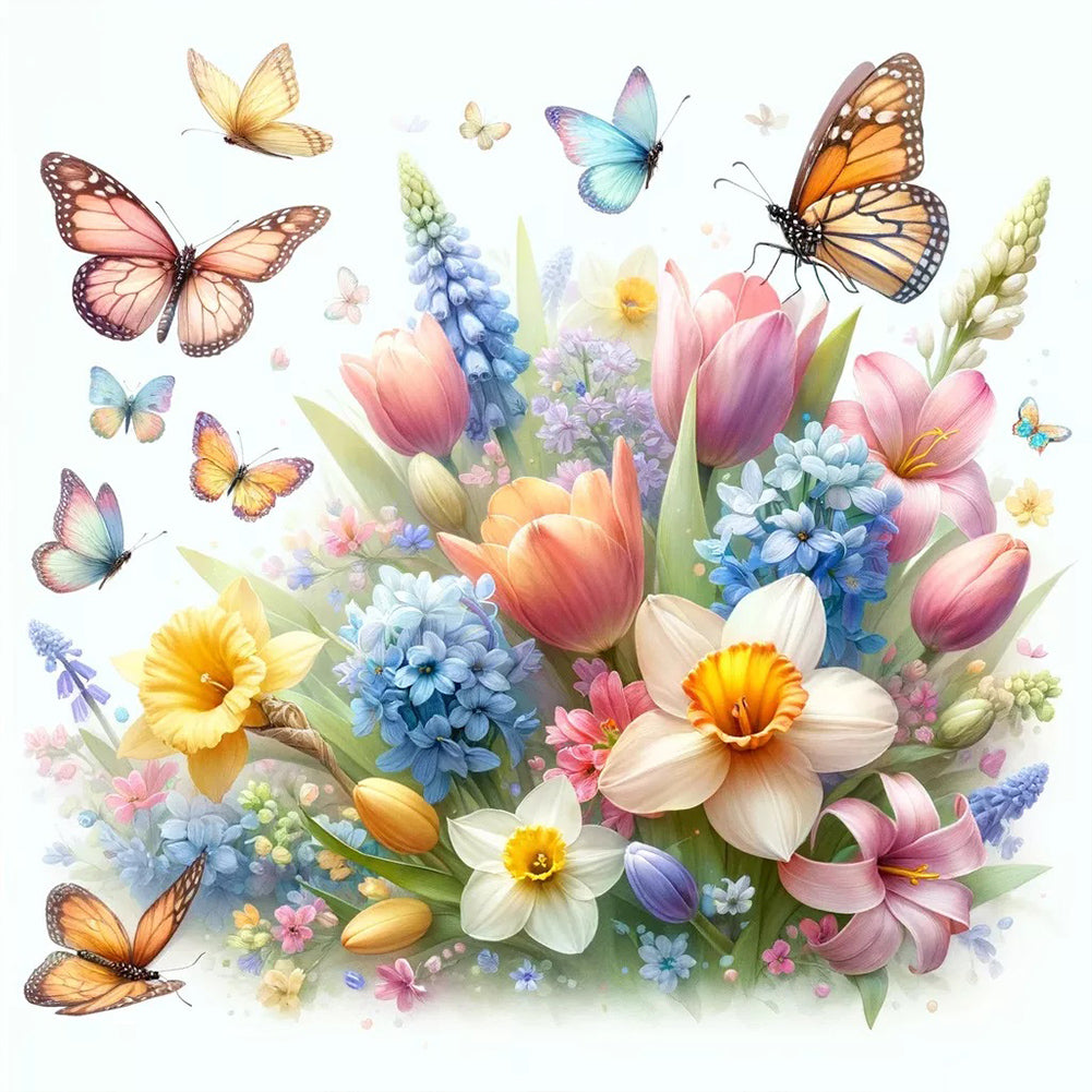 Diamond Painting - Full Round - butterfly flower grass (30*30CM)