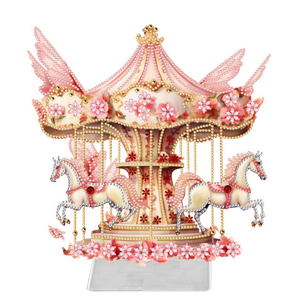 Acrylic Special Shape Carousel Diamond Painting Desktop Ornament for Table Decor