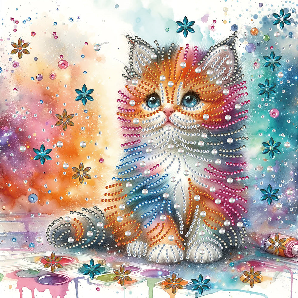 Diamond Painting - Partial Special Shaped - four color cat (30*30CM)