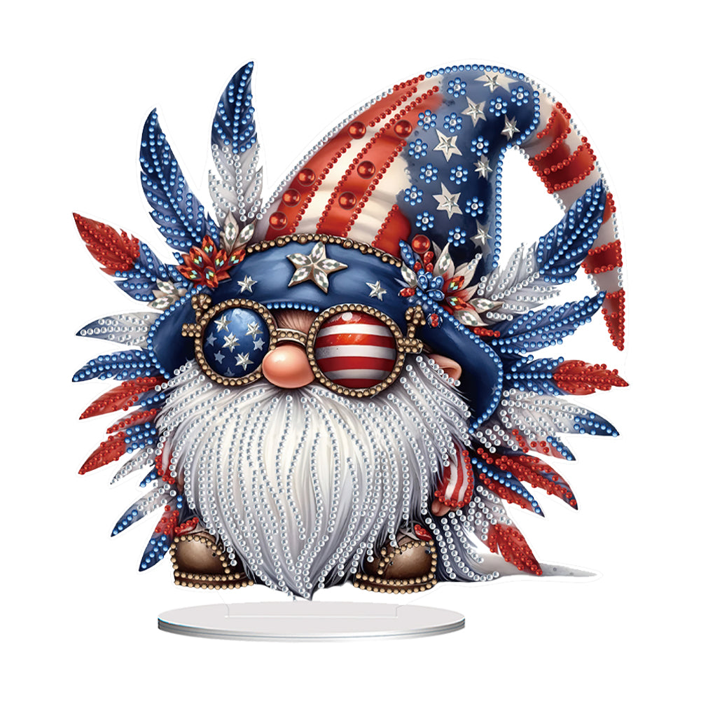 PVC Round Special Shaped Independence Day Desktop Diamond Art Kits Bedroom Decor