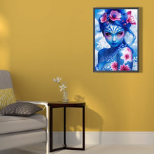 Load image into Gallery viewer, Diamond Painting - Full Round - blue girl and flower (45*65CM)
