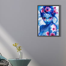 Load image into Gallery viewer, Diamond Painting - Full Round - blue girl and flower (45*65CM)
