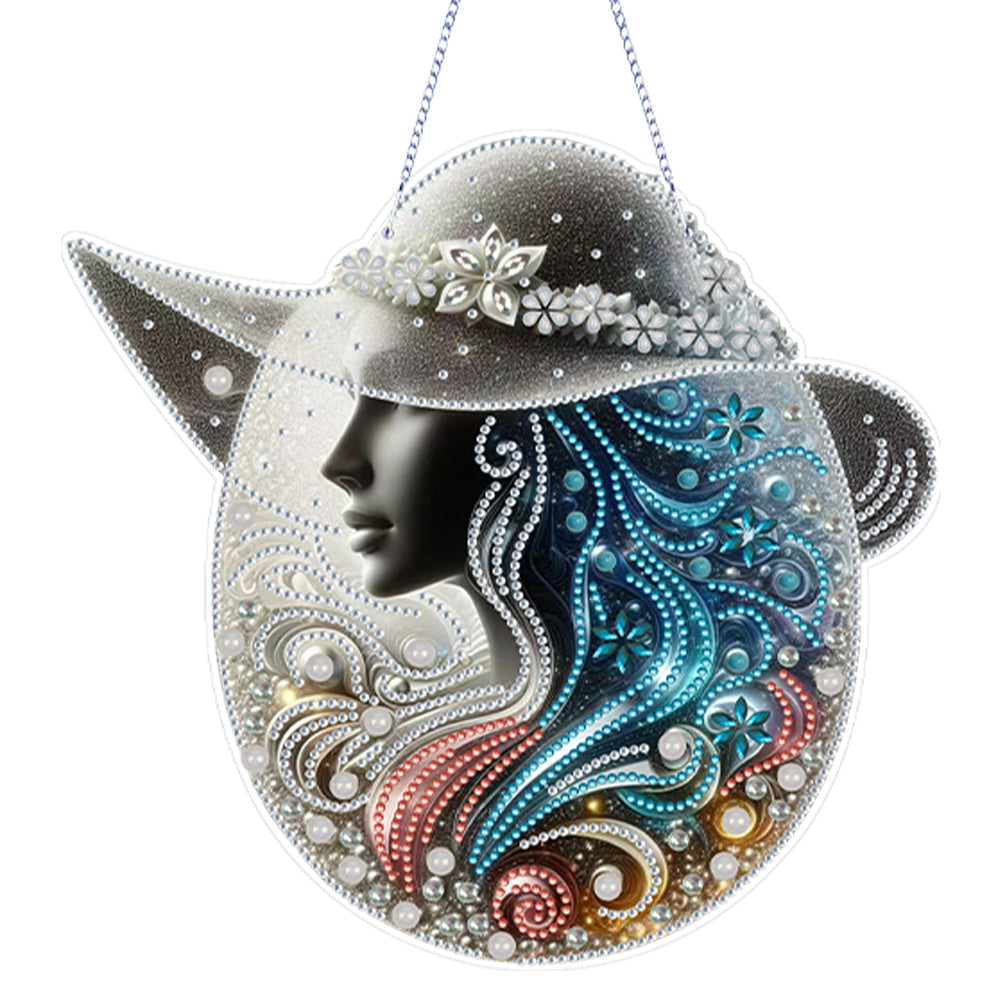 Acrylic Lady 5D DIY Diamond Painting Dots Pendant for Garden Window Decoration