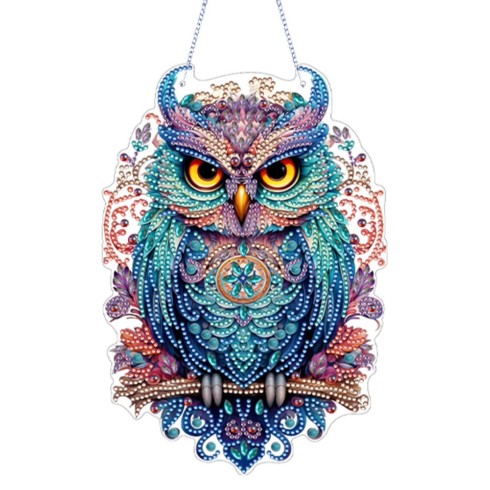 Acrylic Owl 5D DIY Diamond Painting Dots Pendant for Garden Window Decoration