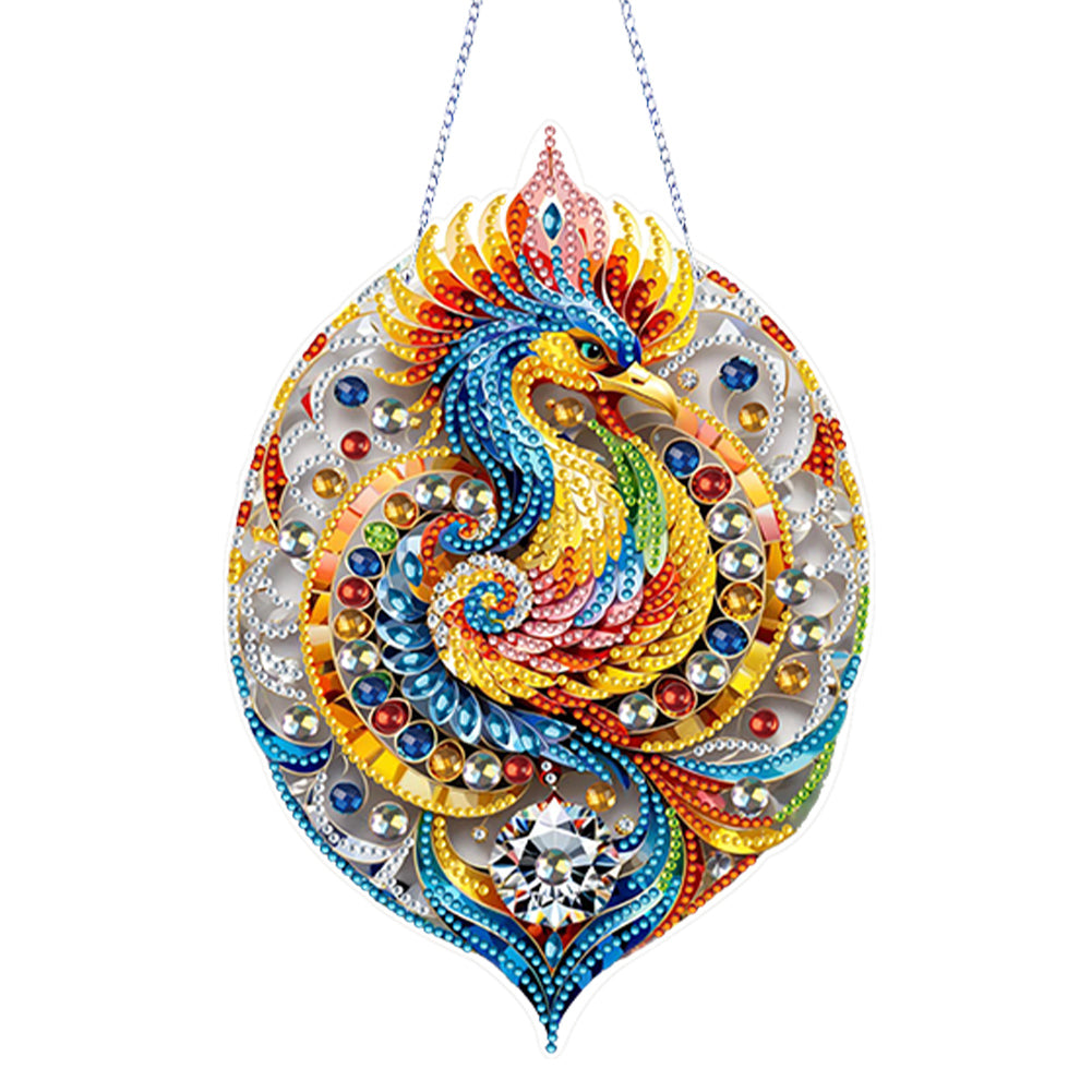 Acrylic Phoenix 5D DIY Diamond Painting Dots Pendant for Garden Window Decor