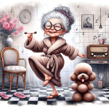 Load image into Gallery viewer, Diamond Painting - Full Round - dancing little old lady (40*40CM)
