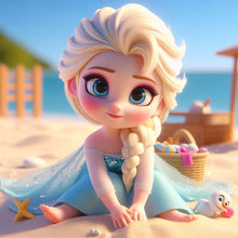 Load image into Gallery viewer, Diamond Painting - Full Round - Princess Elsa on the beach (40*40CM)
