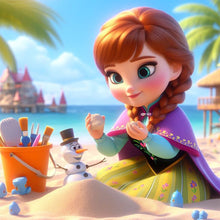 Load image into Gallery viewer, Diamond Painting - Full Round - Anna the princess on the beach (40*40CM)
