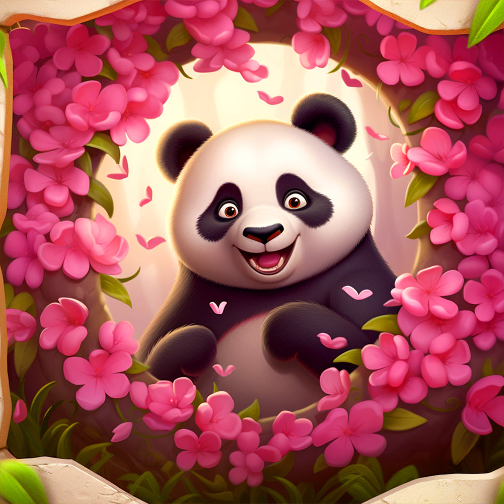 Diamond Painting - Full Round - picture frame animal panda (30*30CM)