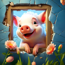 Load image into Gallery viewer, Diamond Painting - Full Round - picture frame animal piggy (30*30CM)
