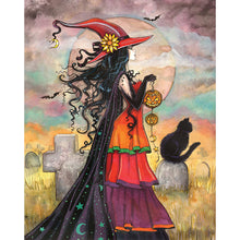 Load image into Gallery viewer, AB Diamond Painting - Full Square - halloween witch (40*50CM)
