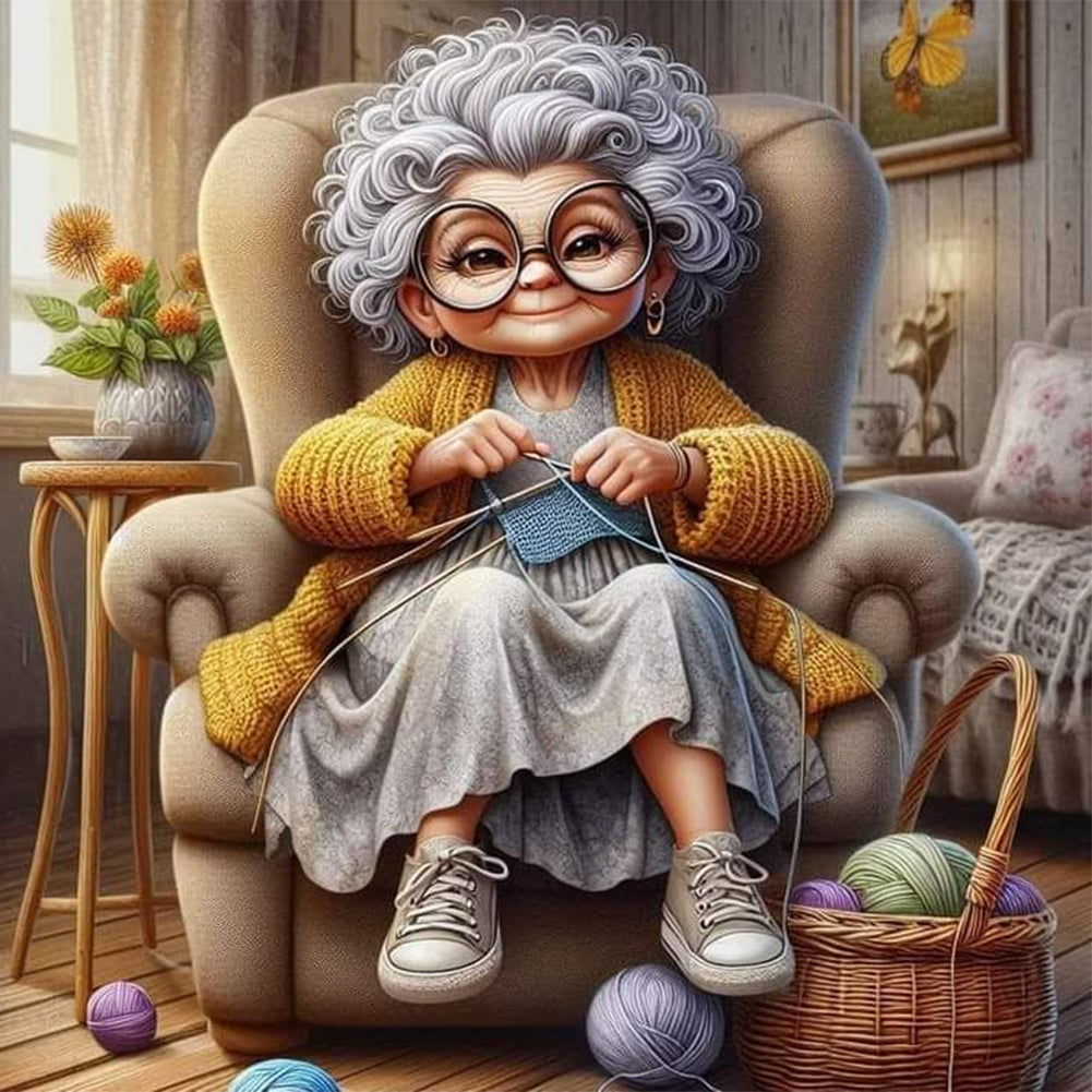Diamond Painting - Full Round - Funny grandma (30*30CM)
