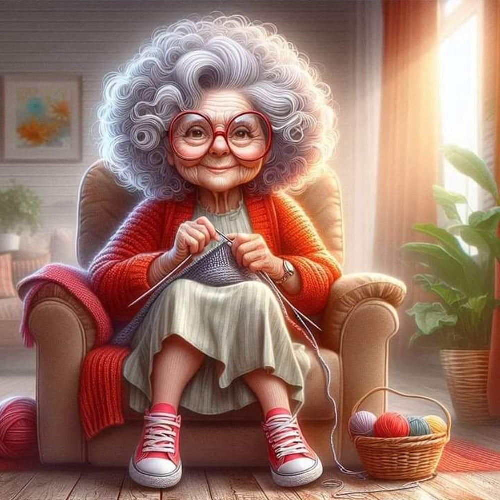 Diamond Painting - Full Round - Funny grandma (30*30CM)