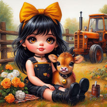 Load image into Gallery viewer, Diamond Painting - Full Round - cute pet girl (30*30CM)

