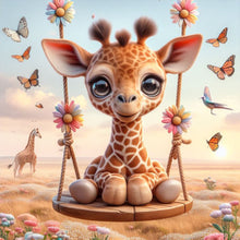 Load image into Gallery viewer, Diamond Painting - Full Round - Giraffe on swing (40*40CM)
