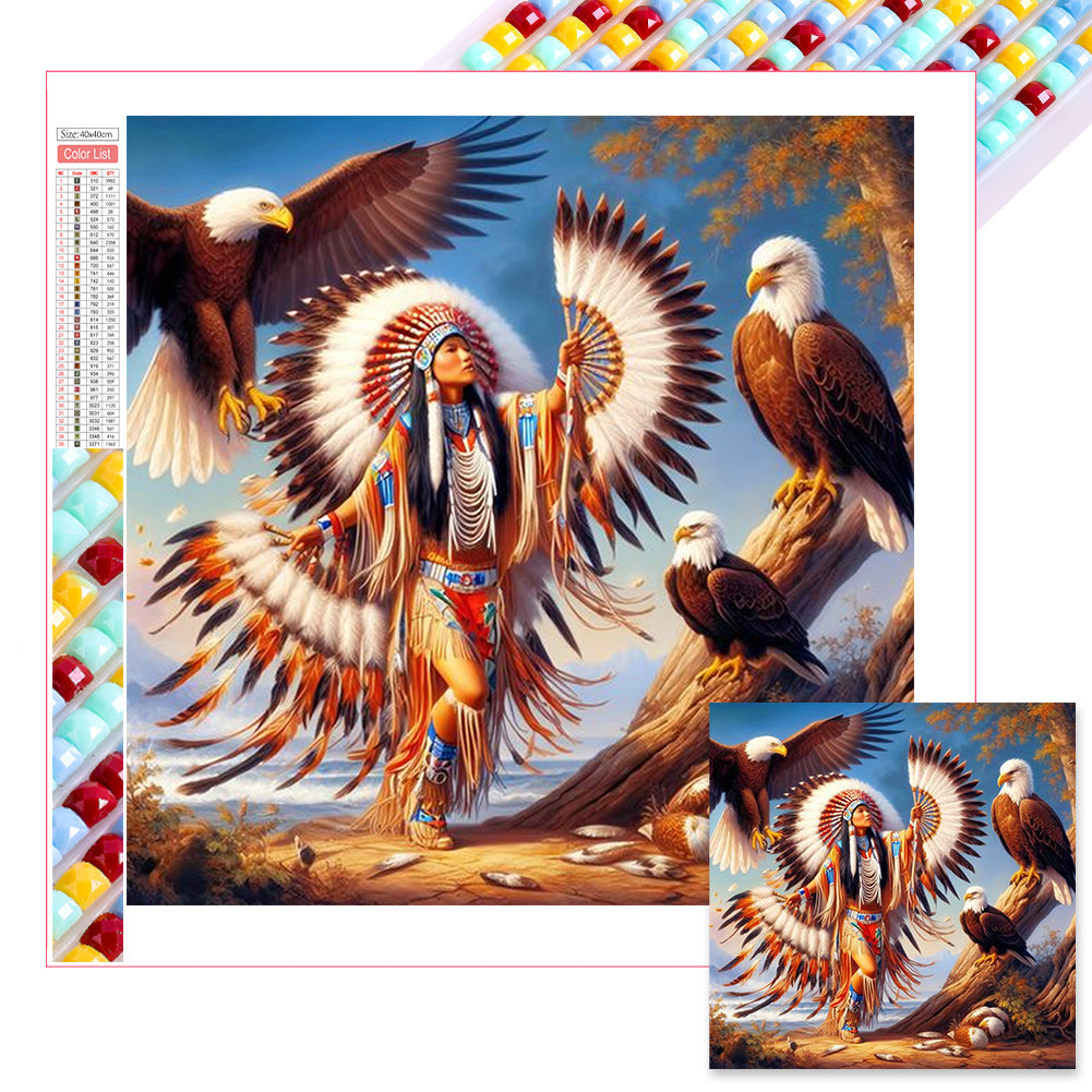 Diamond Painting - Full Square - Indian and eagle (40*40CM)