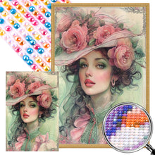 Load image into Gallery viewer, AB Diamond Painting - Full Round - flower hat girl (40*60CM)
