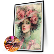 Load image into Gallery viewer, AB Diamond Painting - Full Round - flower hat girl (40*60CM)
