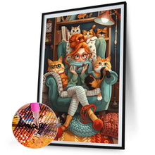 Load image into Gallery viewer, AB Diamond Painting - Full Round - girl and cat (40*60CM)
