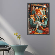 Load image into Gallery viewer, AB Diamond Painting - Full Round - girl and cat (40*60CM)
