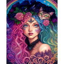 Load image into Gallery viewer, AB Diamond Painting - Full Round - witch and cat (40*50CM)
