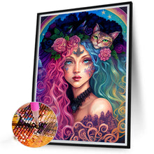 Load image into Gallery viewer, AB Diamond Painting - Full Round - witch and cat (40*50CM)

