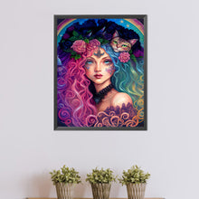 Load image into Gallery viewer, AB Diamond Painting - Full Round - witch and cat (40*50CM)

