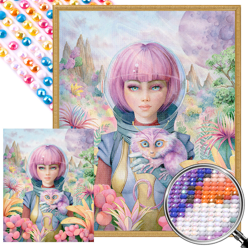 AB Diamond Painting - Full Round - Mysterious alien girl (40*50CM)