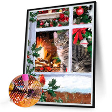 Load image into Gallery viewer, AB Diamond Painting - Full Round - Cat by the window in winter (40*50CM)
