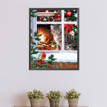 Load image into Gallery viewer, AB Diamond Painting - Full Round - Cat by the window in winter (40*50CM)
